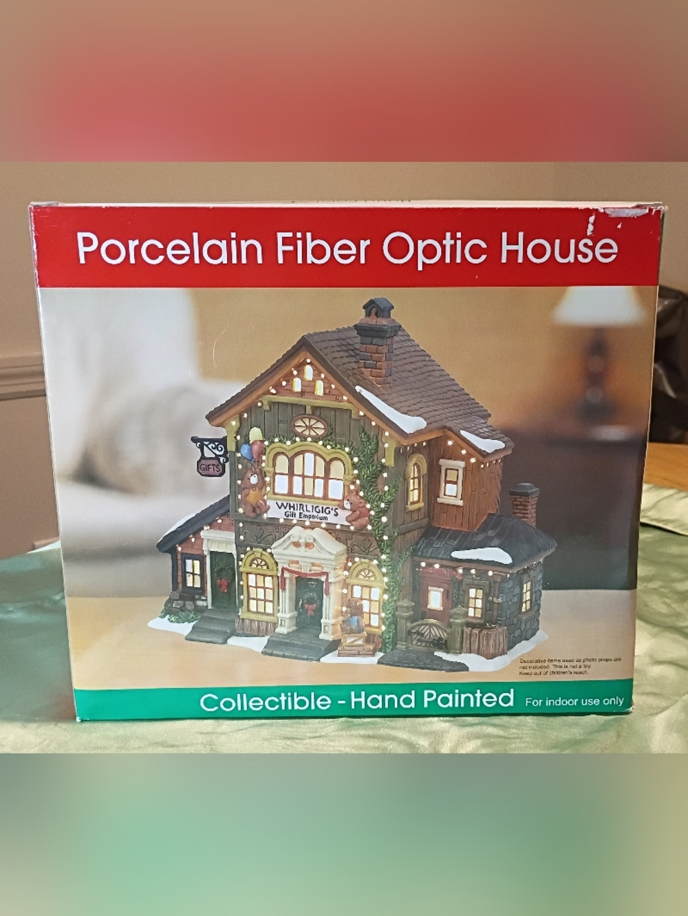 O’Well Novelty Co Whirligig’s Gift Emporium Fiber Optic Lighted Xmas Village
